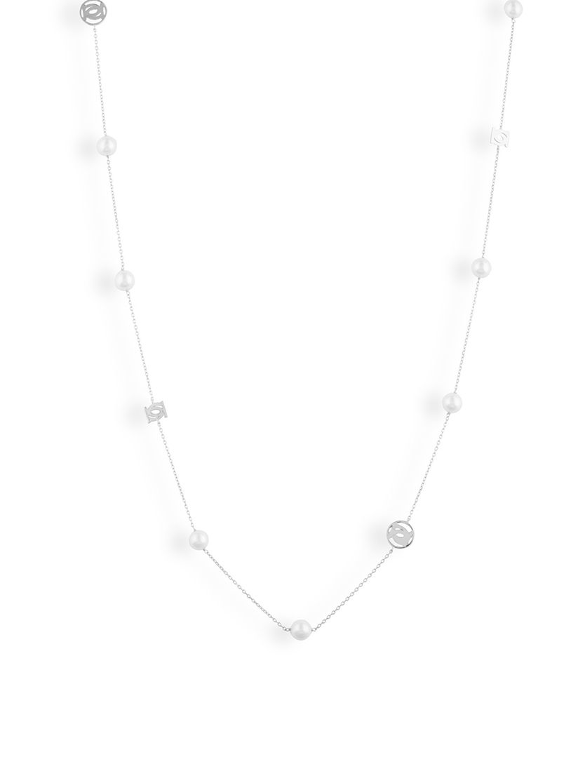 Bebe Necklaces And Chokers Buy Bebe Silver Signature Logo Necklace With Pearls Chains White Plating Online Nykaa Fashion