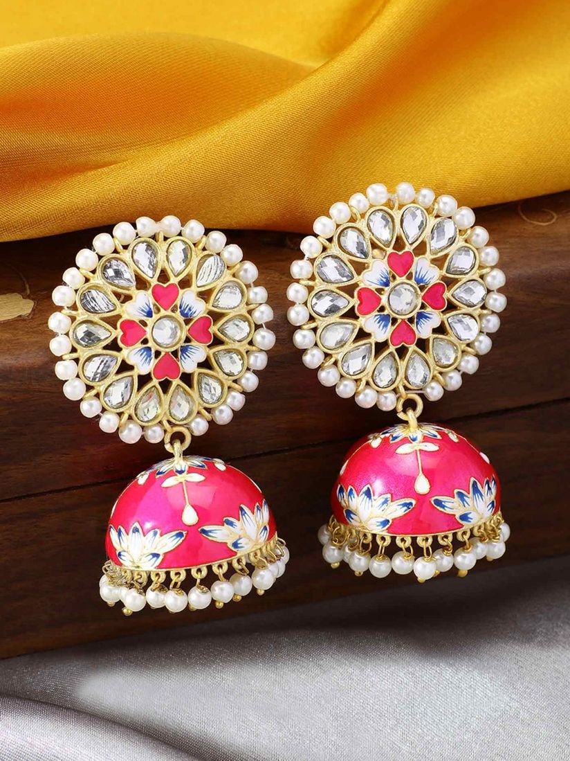 Peora Earrings Buy Peora Traditional Meena Art Handwork Pink Floral Design Kundan Pearls Jhumka Jhumki Earrings Online Nykaa Fashion Women love sporting a sparkly piece of jewellery. peora traditional meena art handwork pink floral design kundan pearls jhumki earrings pf66e04