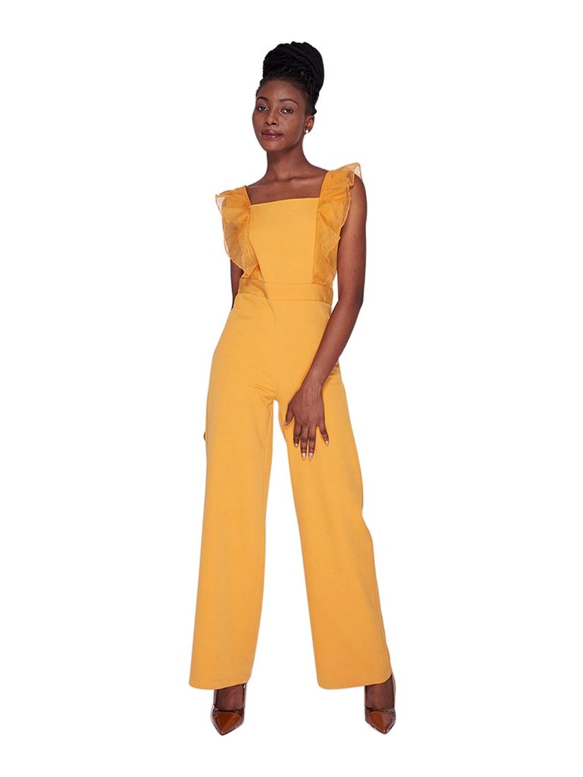 Yellow ruffle jumpsuit Clearance