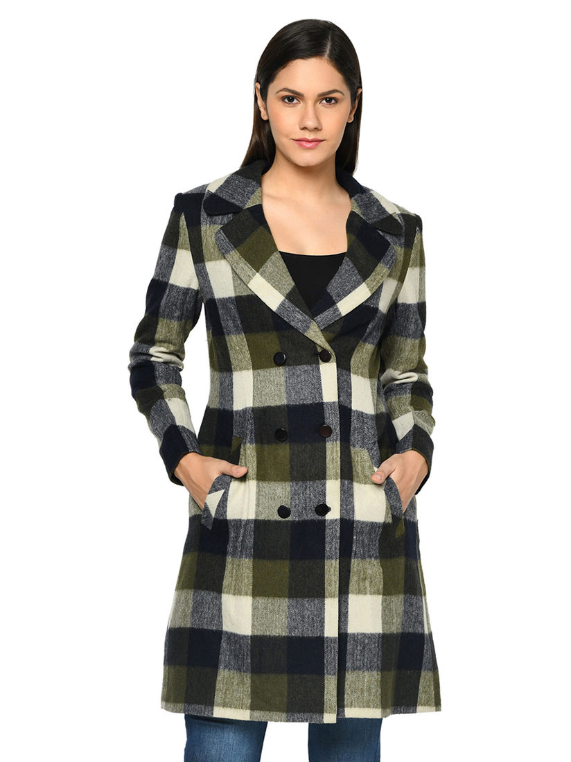 checked wool coat womens