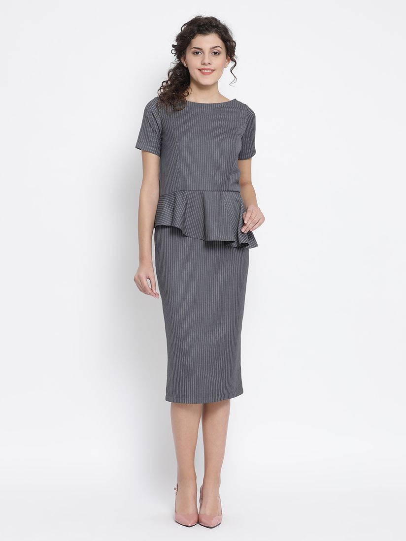 Grey peplum dress clearance