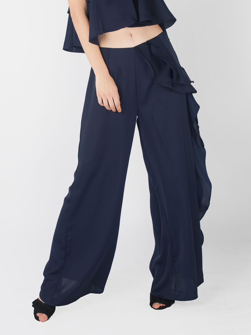 Ruffle palazzo pants with top clearance