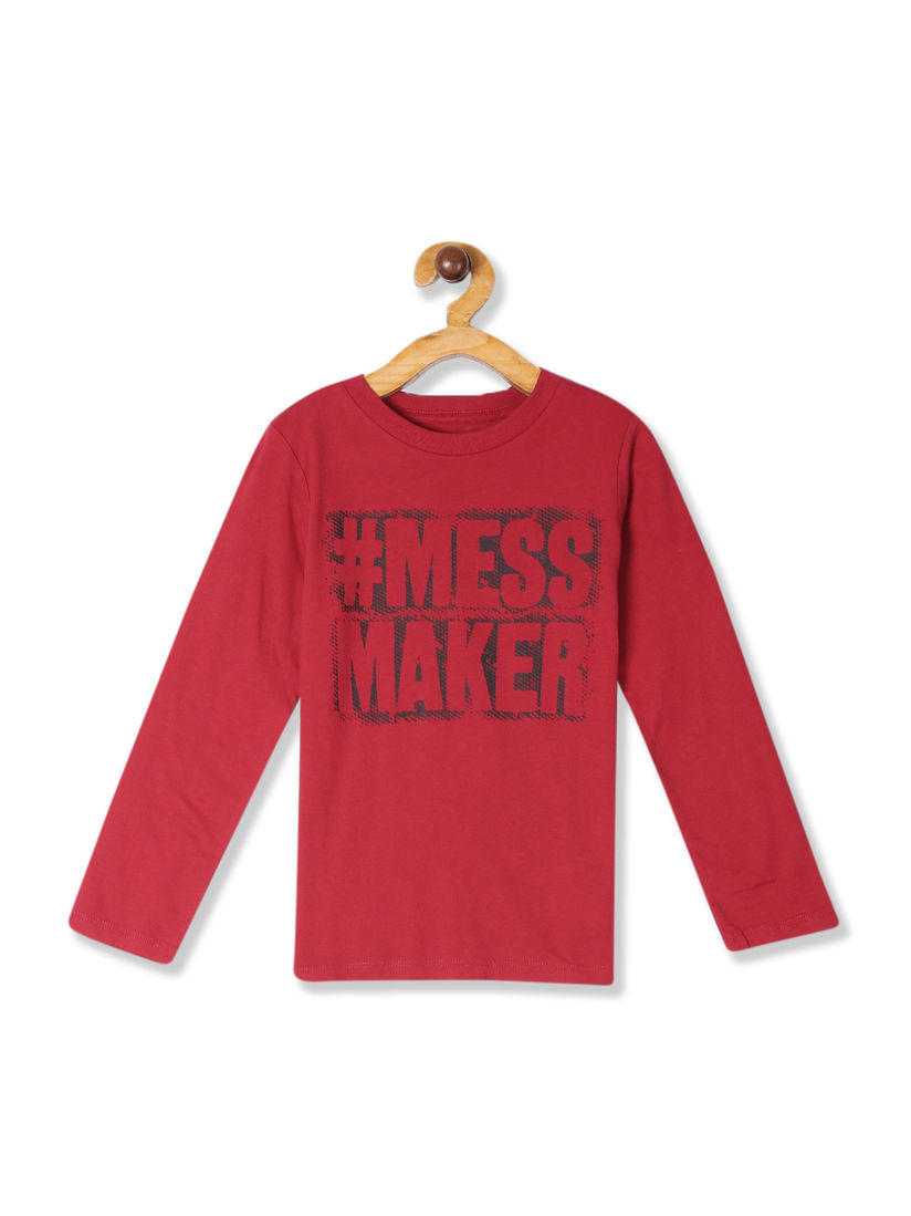 red long sleeve graphic tee