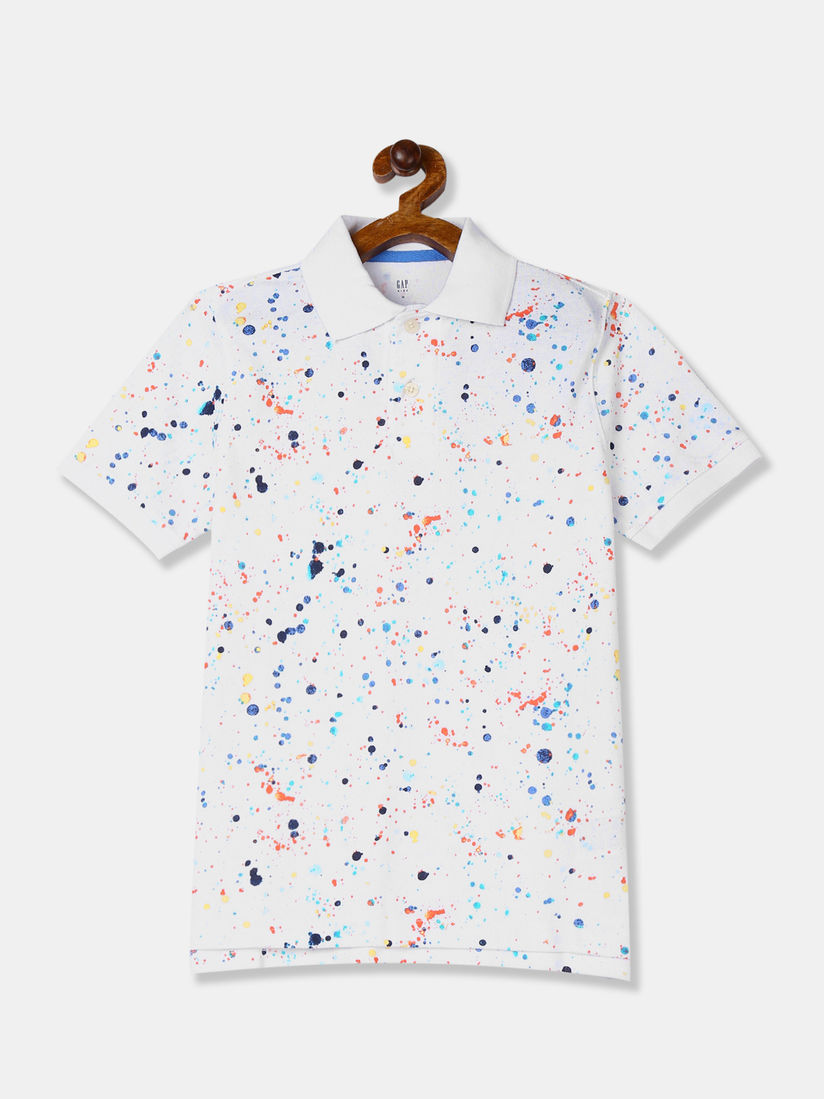 Gap T Shirts Buy Gap Boys White Short Sleeve Allover Paint Splatter Polo Shirt 4 5 Years Online Nykaa Fashion