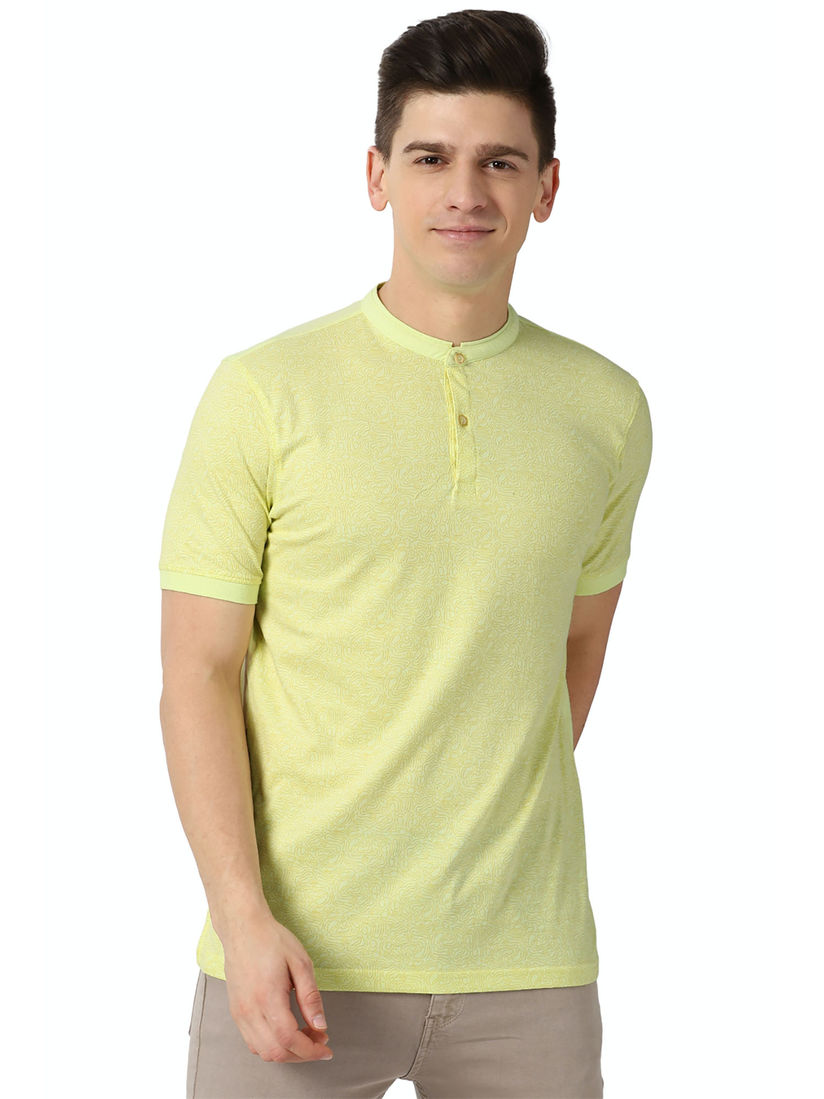 peter england yellow t shirt
