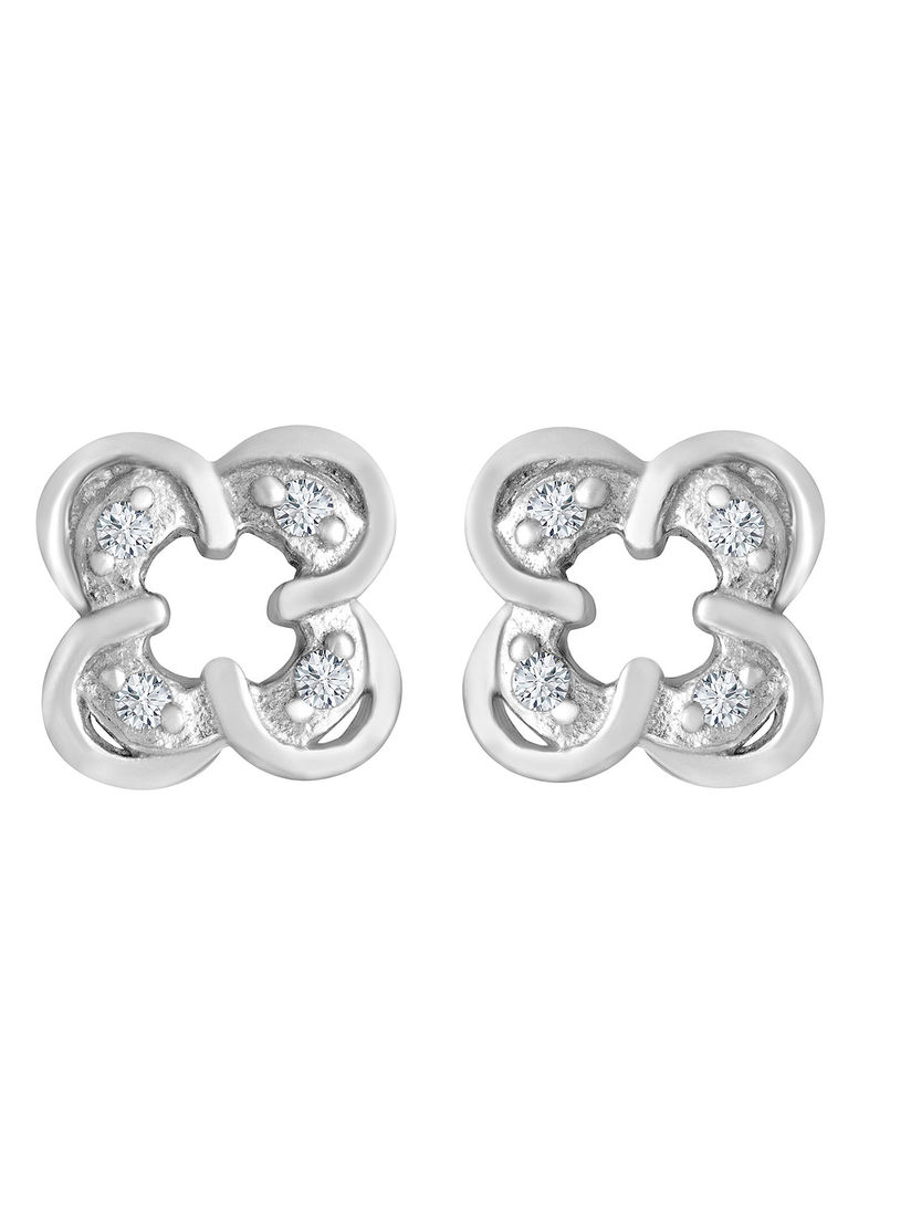 925 Silver Ornate Cubic Zirconia Earrings Item w# 1490