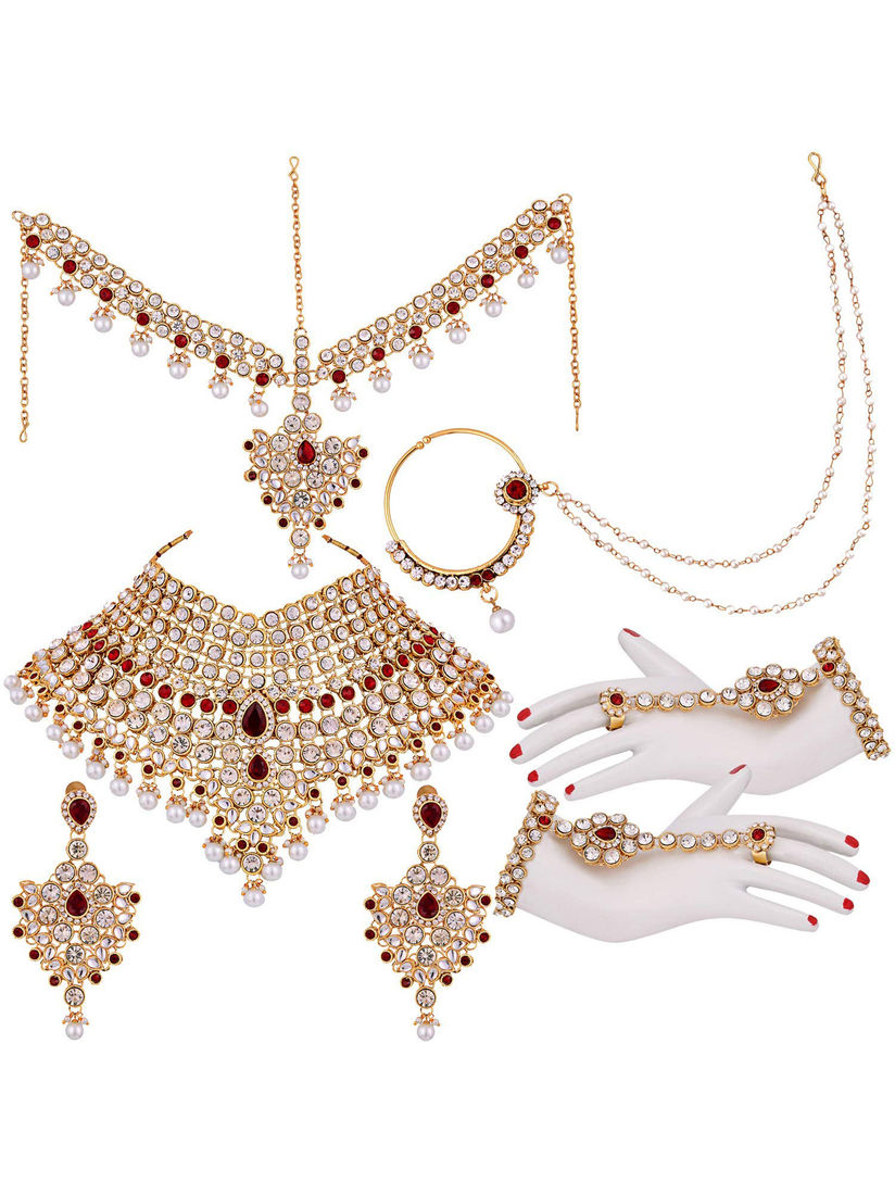 Peora Jewellery Set Buy Peora 18k Gold Plated American Diamond Maroon Jodha Akbar Bridal Choker Necklace Jewellery Set Online Nykaa Fashion Kundan jewellery has been popularised by bollywood films such as jodhaa akbar. peora 18k gold plated american diamond maroon jodha akbar bridal choker necklace jewellery set