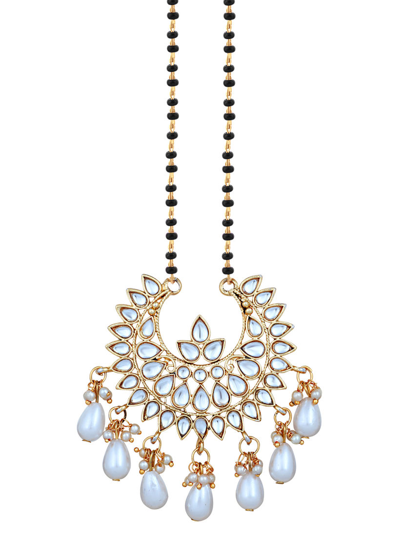 Peora Mangalsutra Buy Peora Kundan Pearl Chandbali Black Beads Chain Mangalsutra Online Nykaa Fashion Shop for mangalsutra chain in different patterns online.