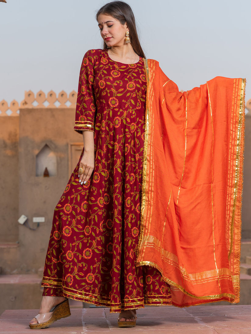 Kalamkari salwar dupatta set clearance