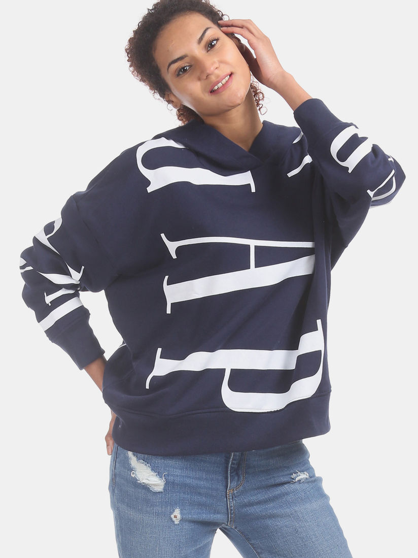 Gap Tops Buy Gap Navy Blue All Over Logo Pullover Hoodie Online Nykaa Fashion Gap men's soft fleece knit. gap navy blue all over logo pullover hoodie