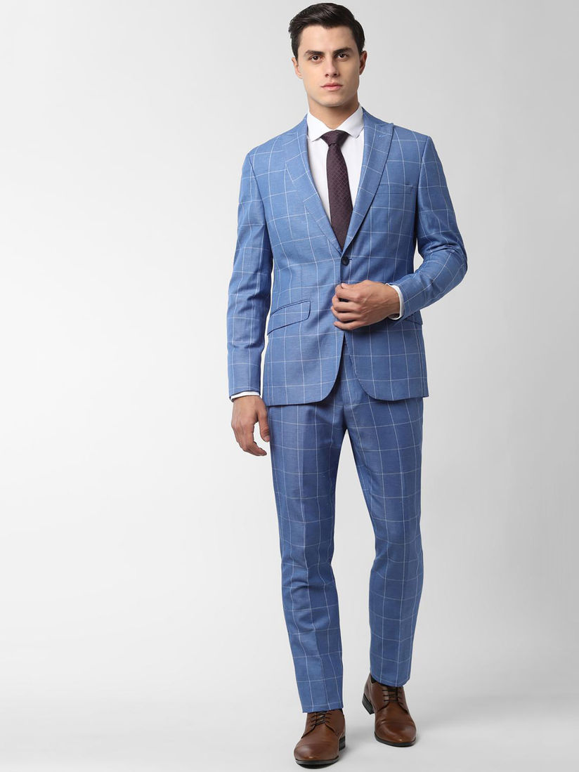 blue checkered tuxedo