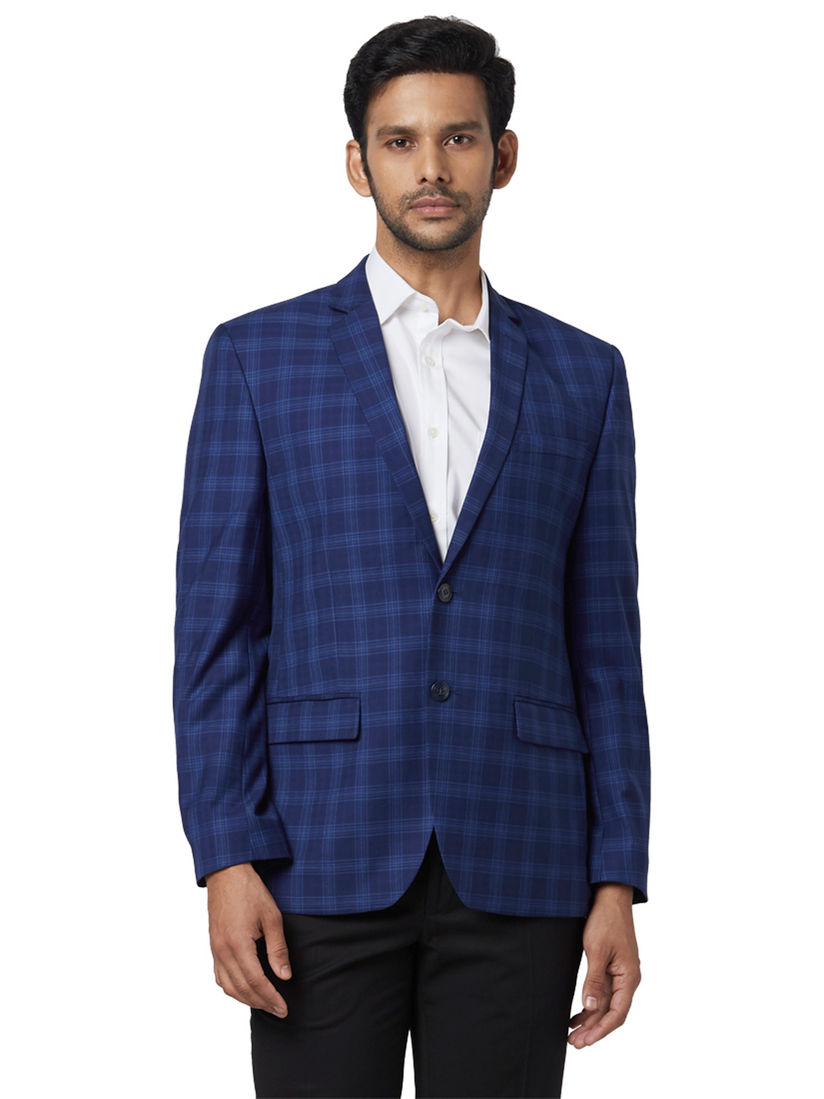 dark blue checked blazer