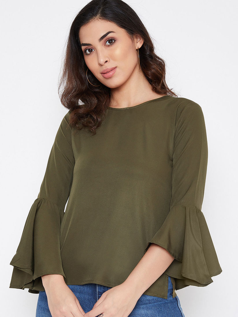 olive green peplum top