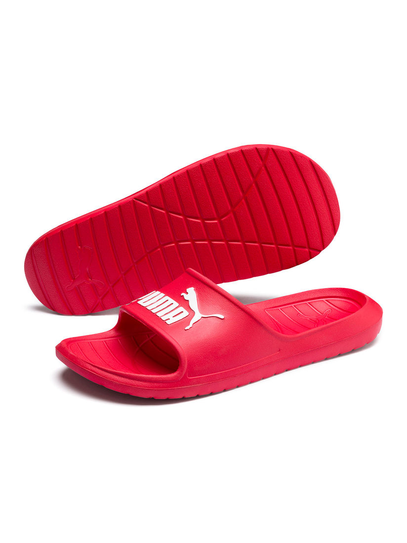 red puma flip flops