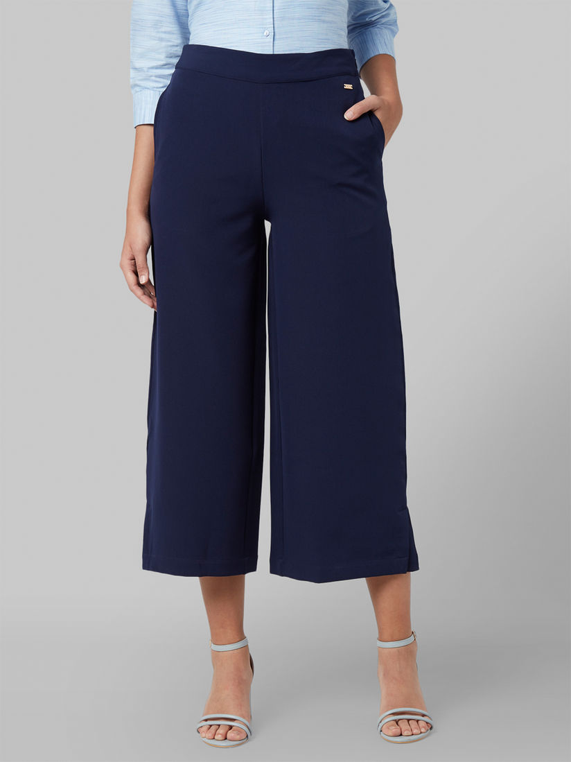 Blue culotte trousers clearance