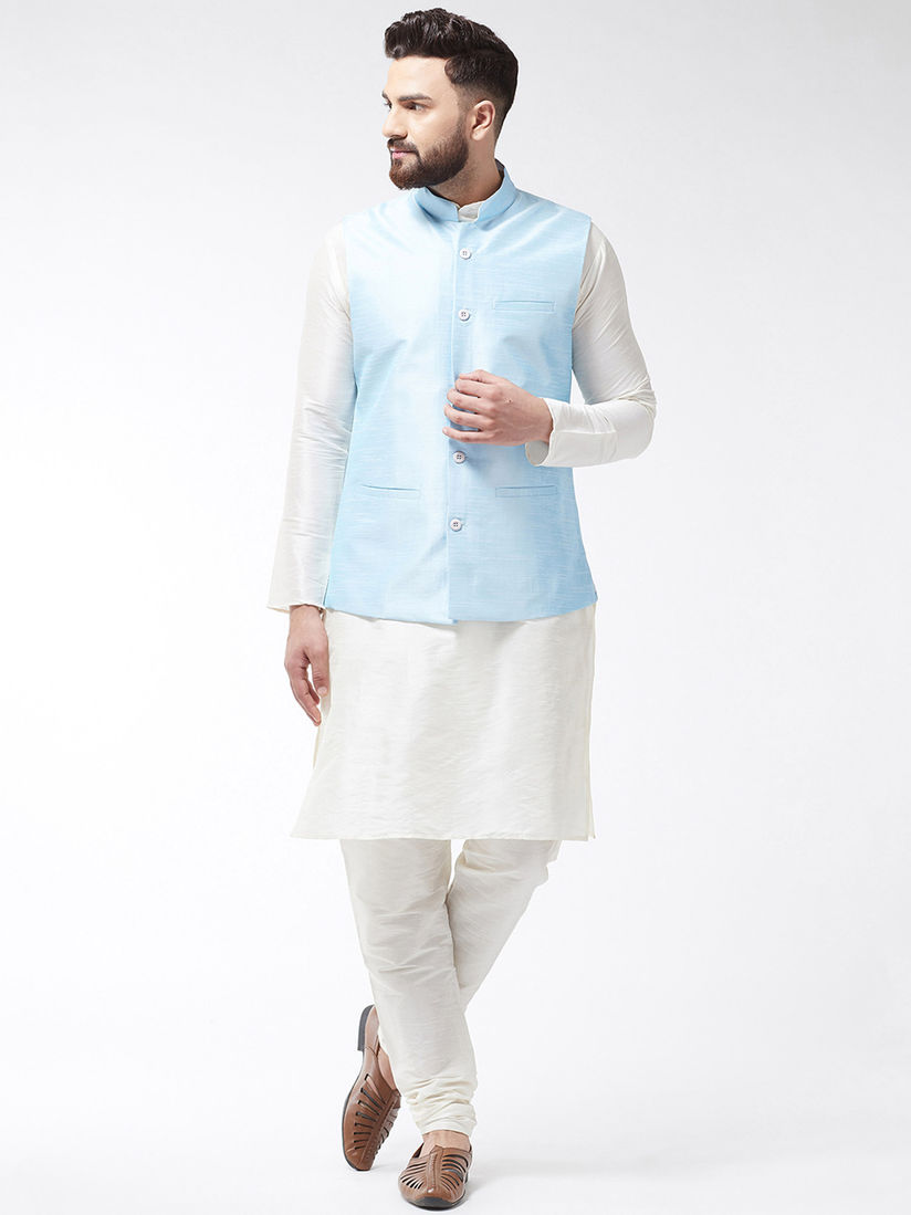 white kurta with modi jacket