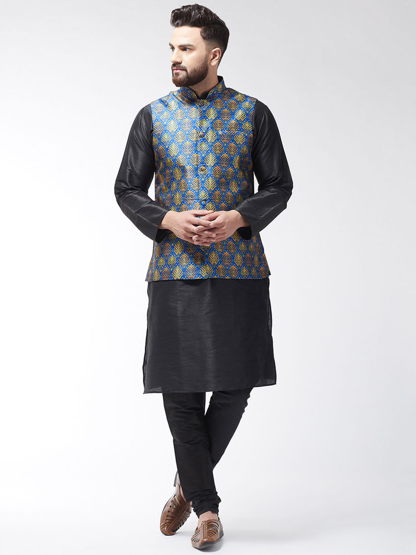 black printed nehru jacket
