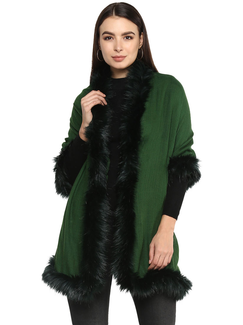 green fur cape