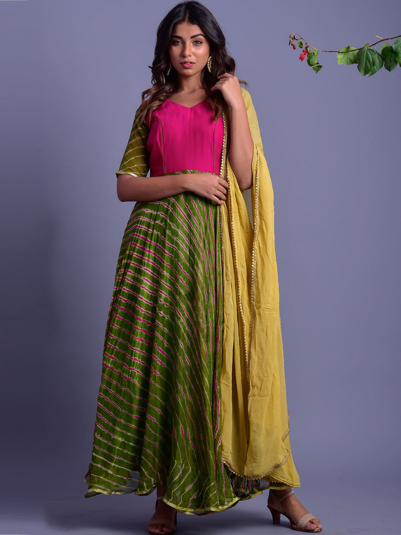 one piece long dress with dupatta
