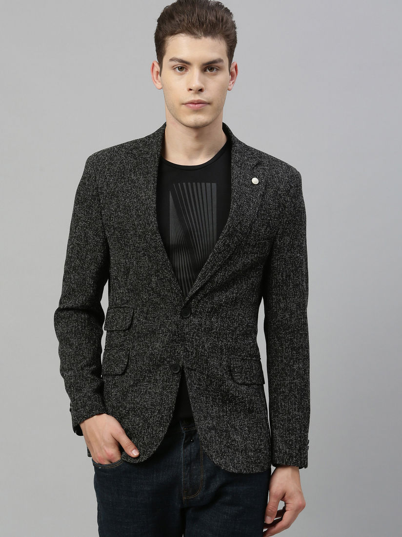 Black textured blazer clearance