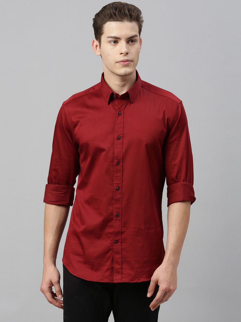 Buy RARE RABBIT Red Solid Casual Shirt 