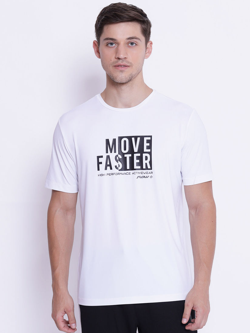 Men White Round Neck Active Wear 
