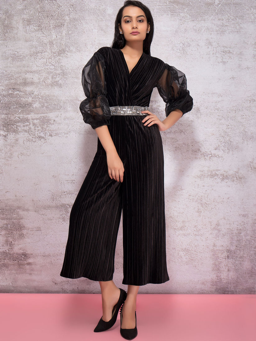 pleated culotte jumpsuit