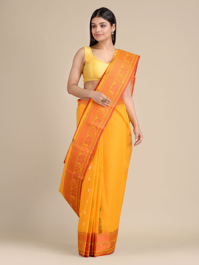 yellow tant saree