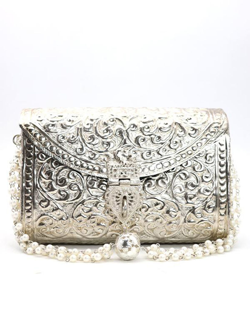 white silver clutch