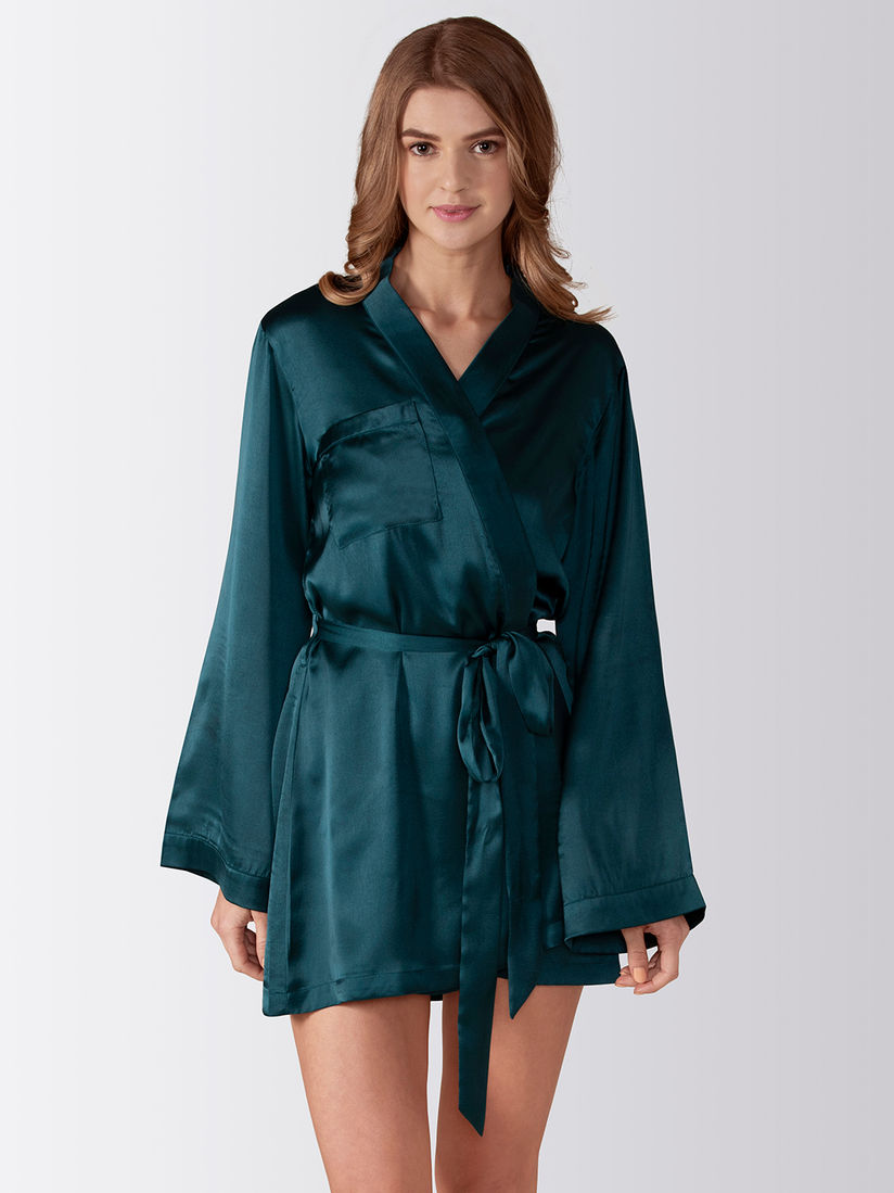Green satin robe clearance