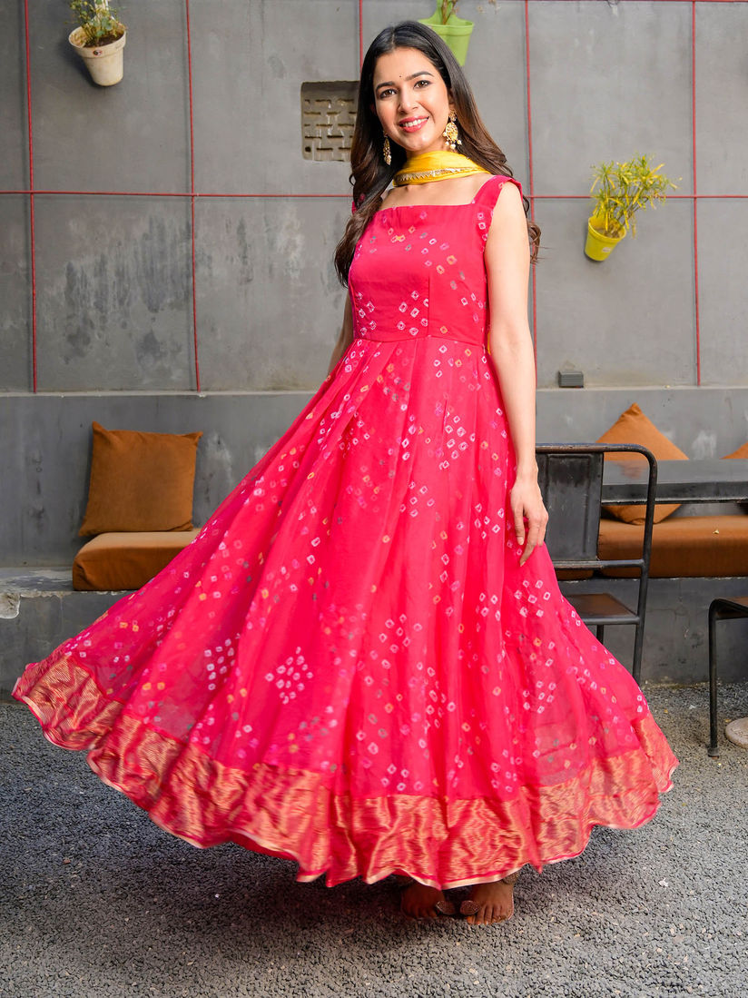 pleated anarkali dress