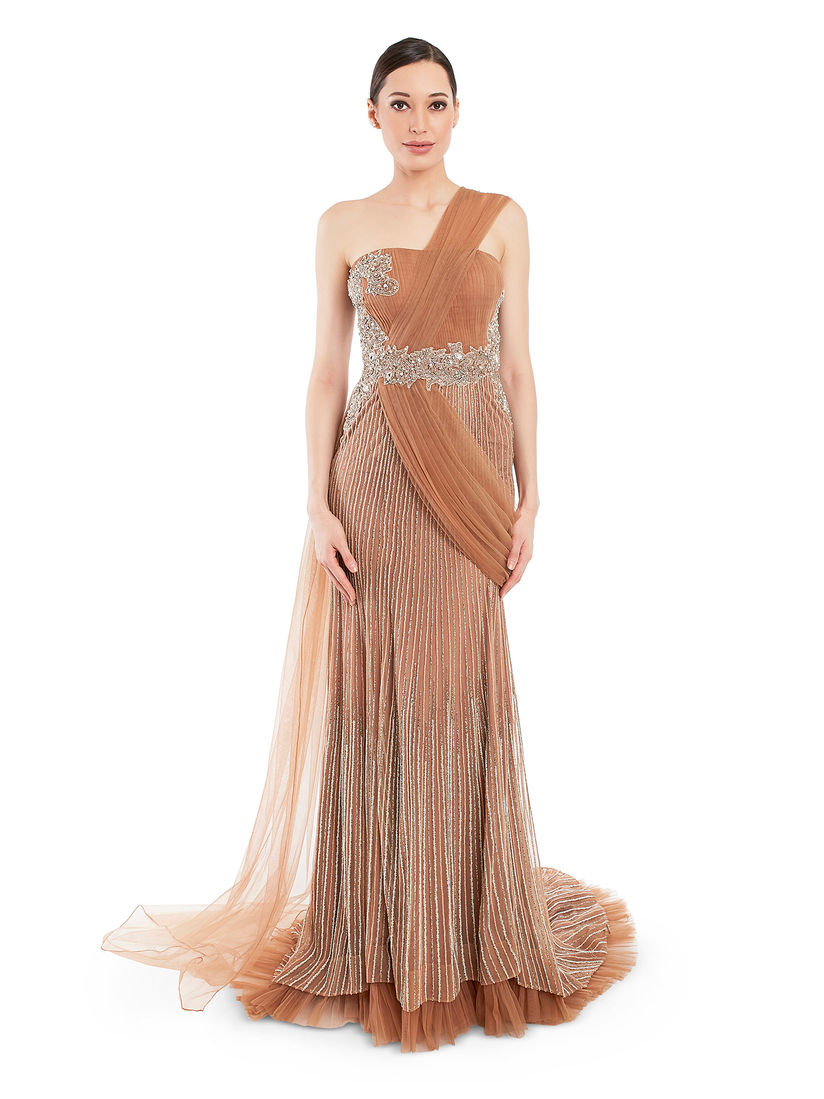 beige long gown