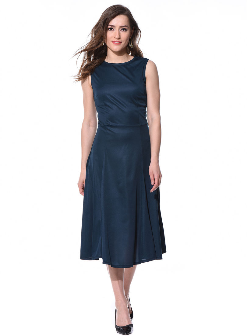 navy blue flare dress