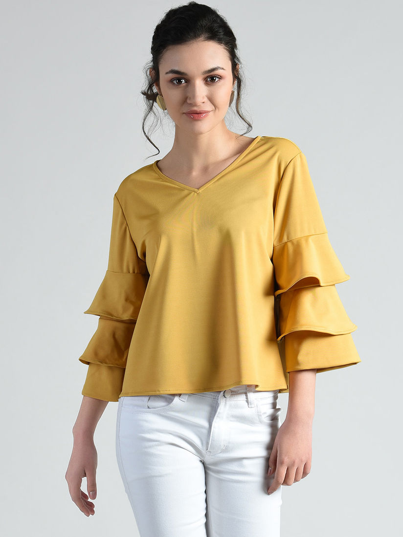 yellow bell sleeve top