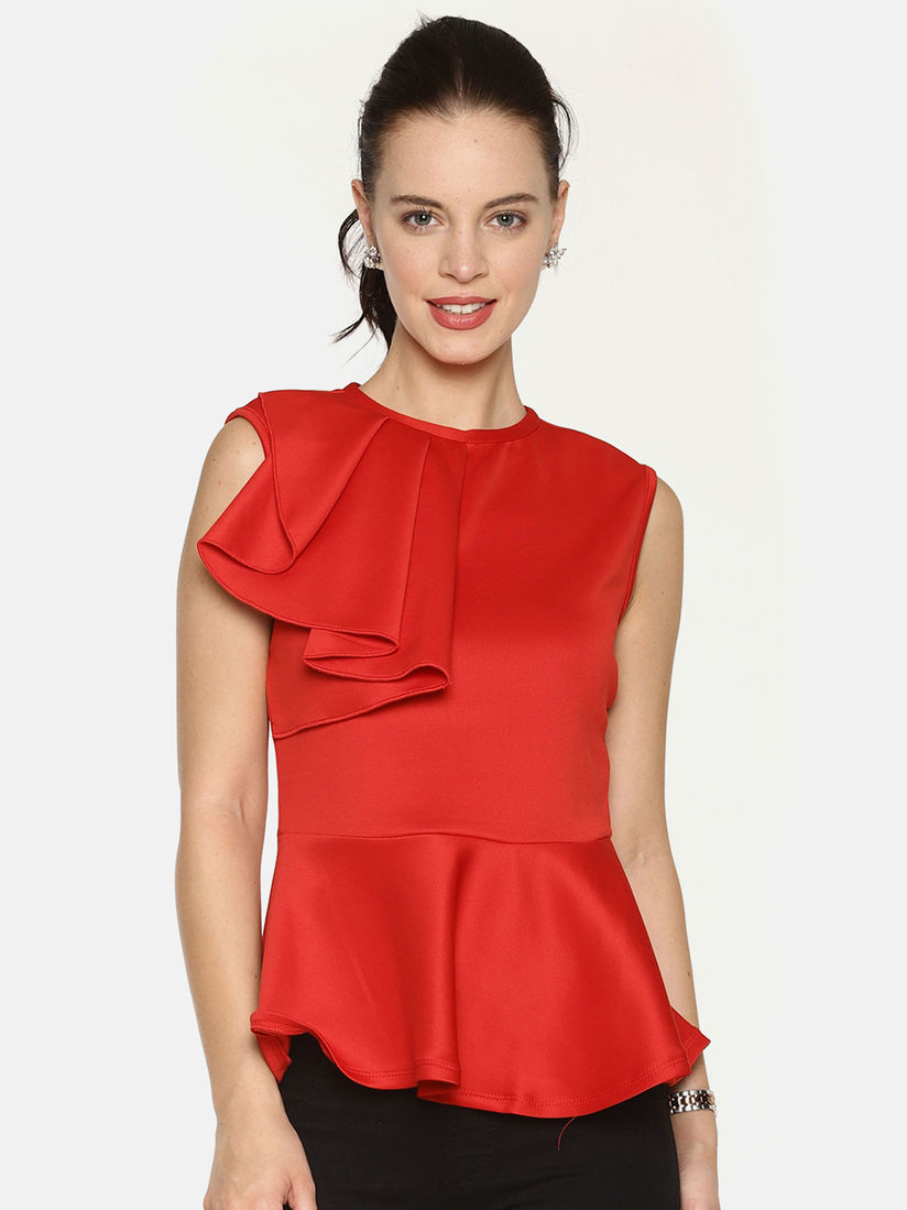 red peplum top