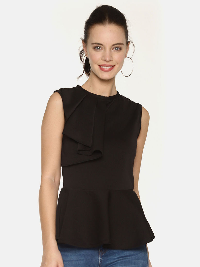 black peplum top