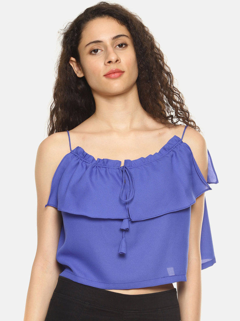 purple ruffle crop top