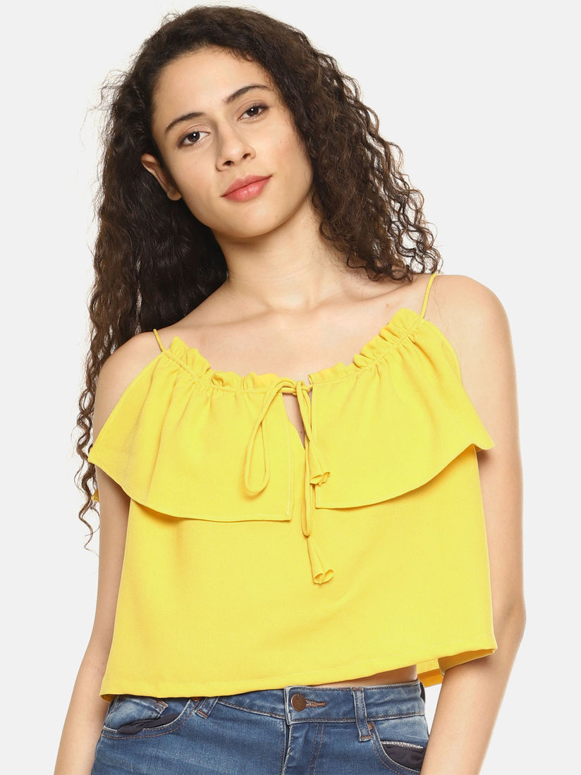 yellow ruffle crop top