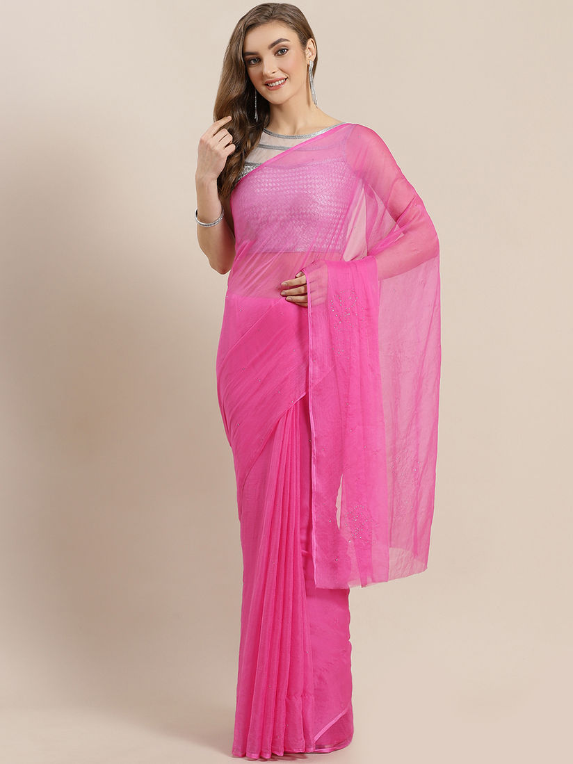 Pure chiffon saree with mukaish work clearance