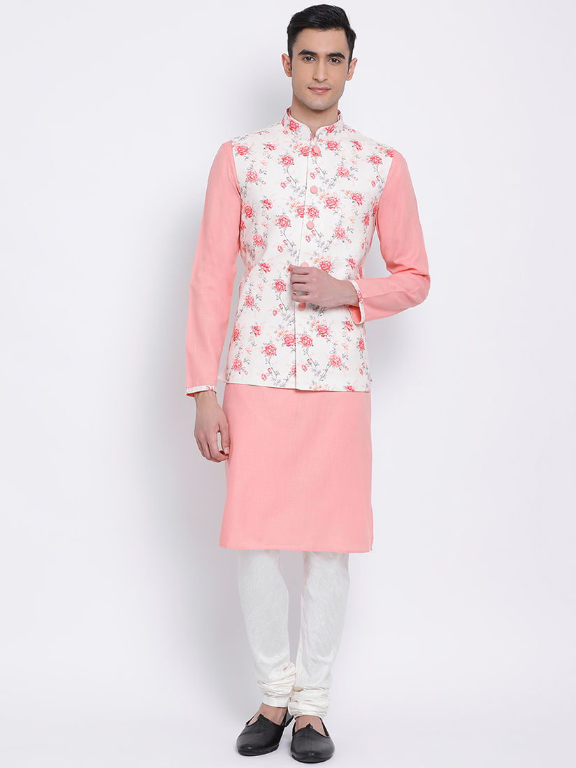 Kurta pajama with pink jacket clearance
