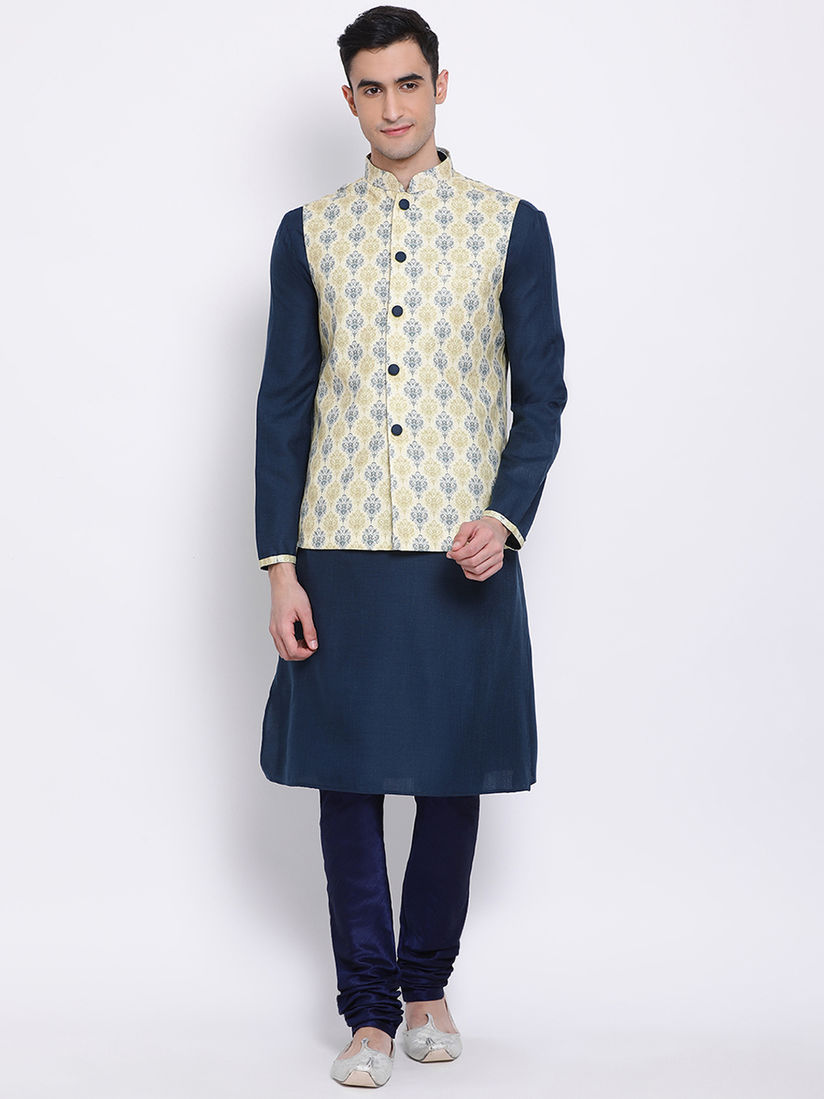 modi jacket on blue kurta
