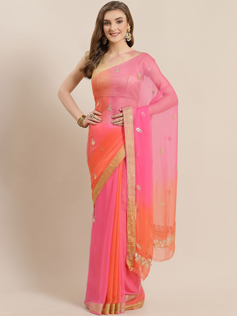 Chiffon gota patti saree online Clearance