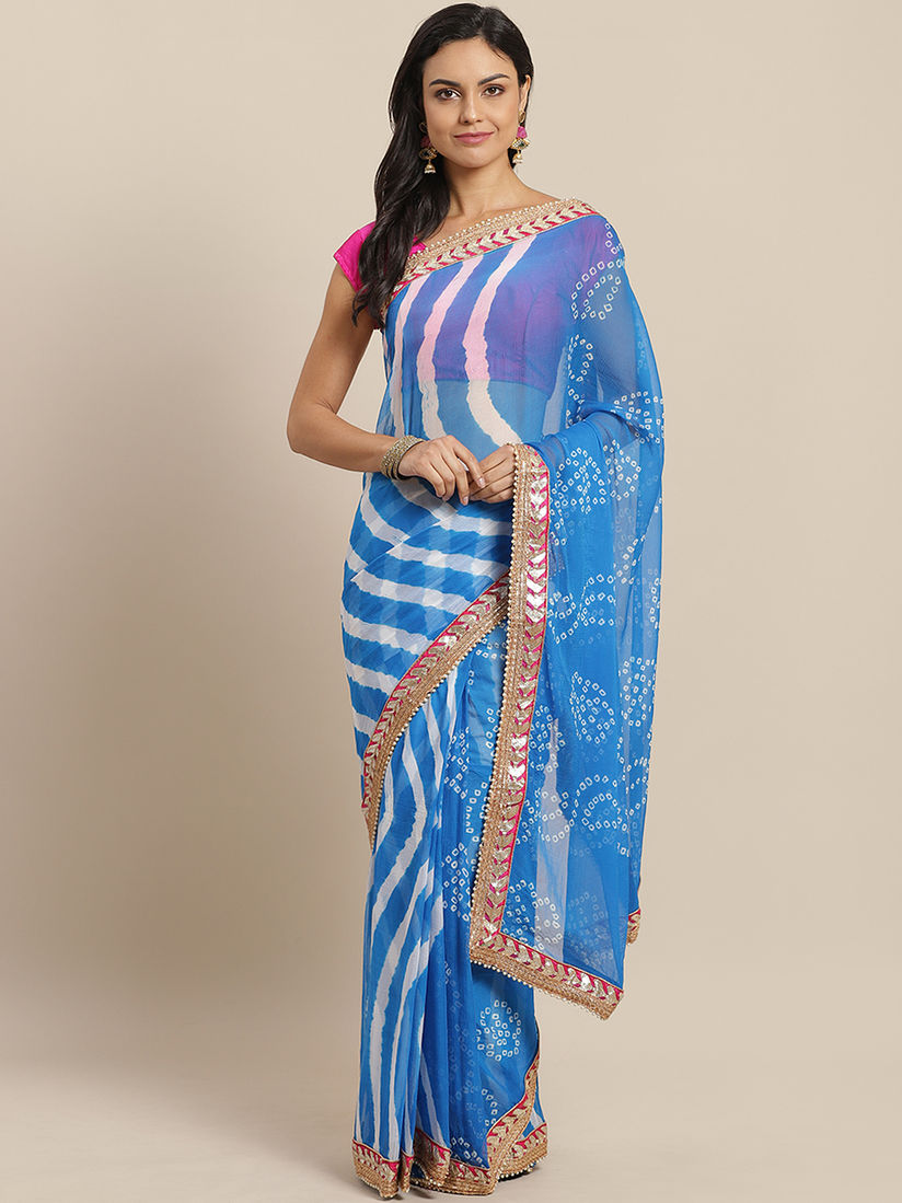 Geroo Jaipur Sarees Buy Geero Jaipur Blue Leheriya Bandhani Saree With Unstitched Blouse Online Nykaa Fashion Explore museums and play with art transfer, pocket galleries, art selfie, and more.