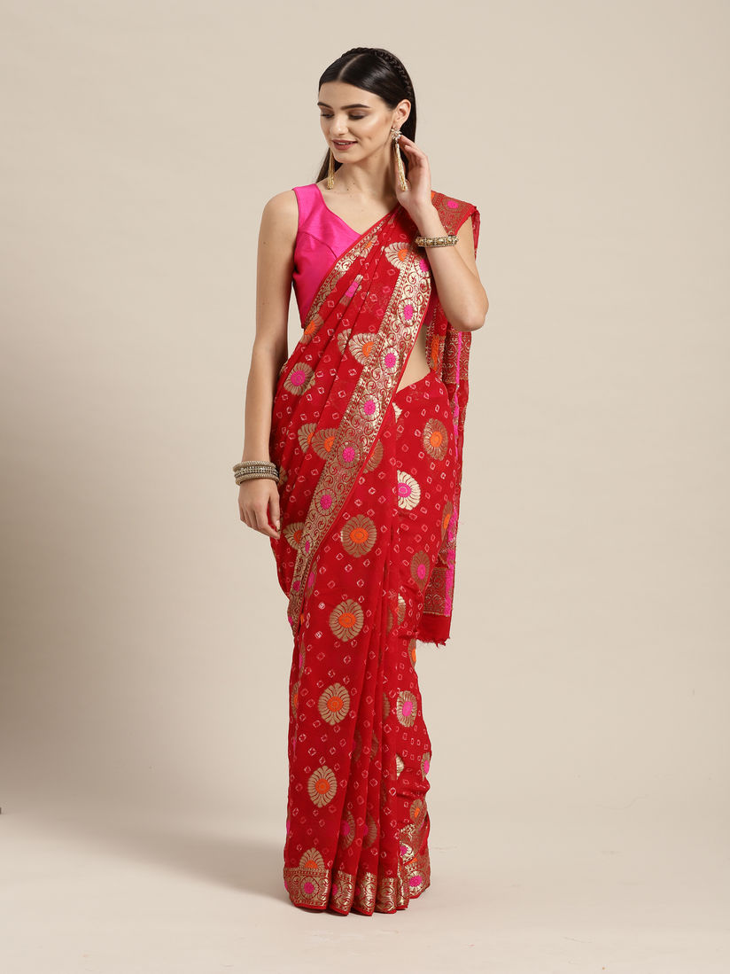 Geroo Jaipur Sarees Buy Geroo Jaipur Red Gharchola Hand Bandhani Zari Saree With Blouse Piece Online Nykaa Fashion Shopping in jaipur usually revolves around shopping for jewellery. geroo jaipur red gharchola hand bandhani zari saree with blouse piece