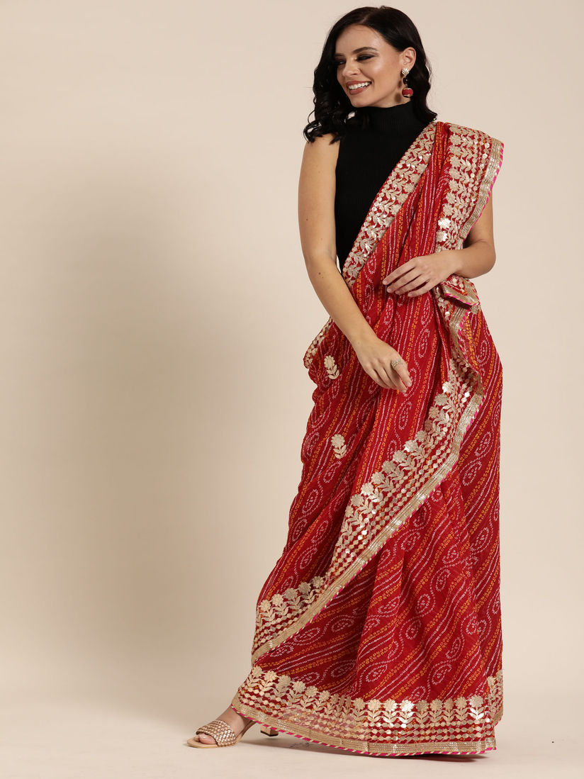 Bandhani print saree online Clearance