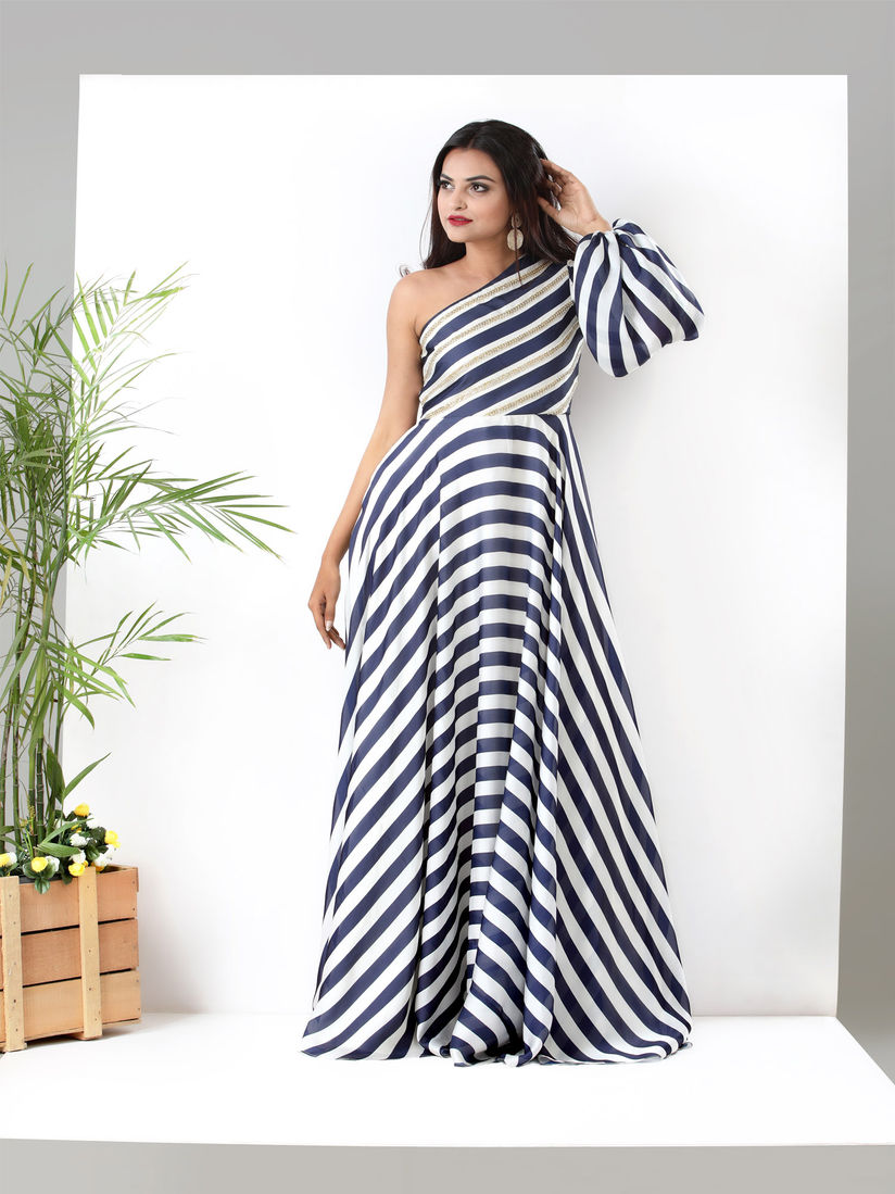 striped gown