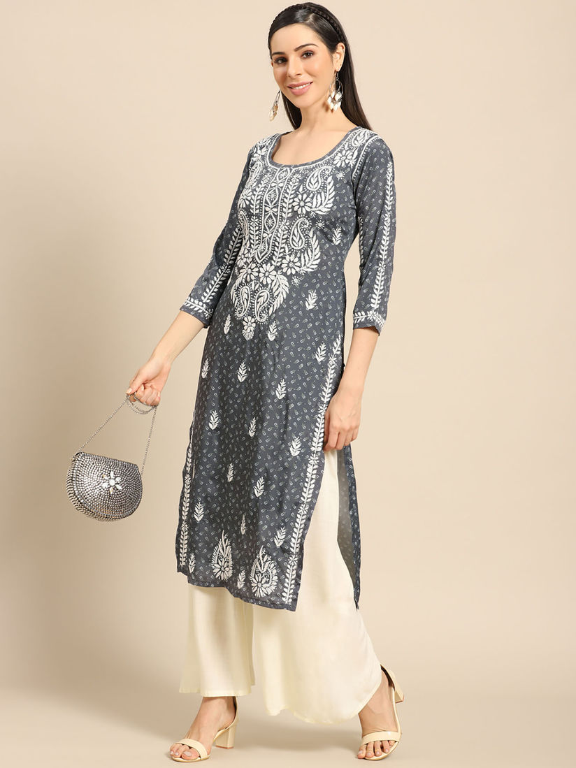 chikankari silk kurta
