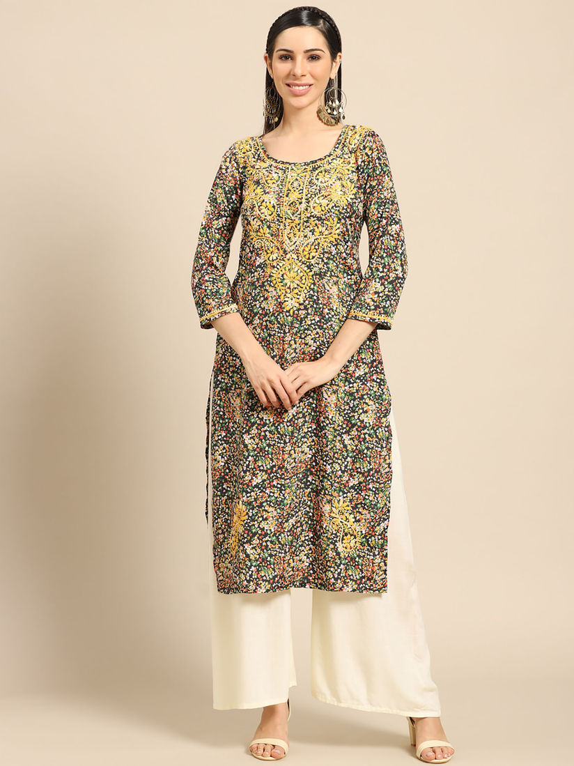 chikankari silk kurta