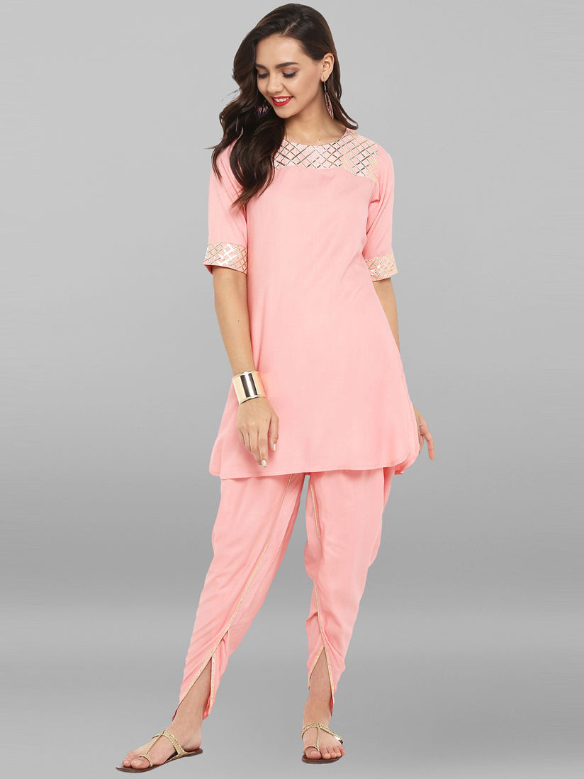 Janasya Salwar Suits And Sets Buy Janasya Pink Rayon Short Kurta With Dhoti Pant Set Of 2 Online Nykaa Fashion The elegant kurta pajama suit are on enticing offers to make you save money as you spice up your looks. janasya pink rayon short kurta with dhoti pant set of 2