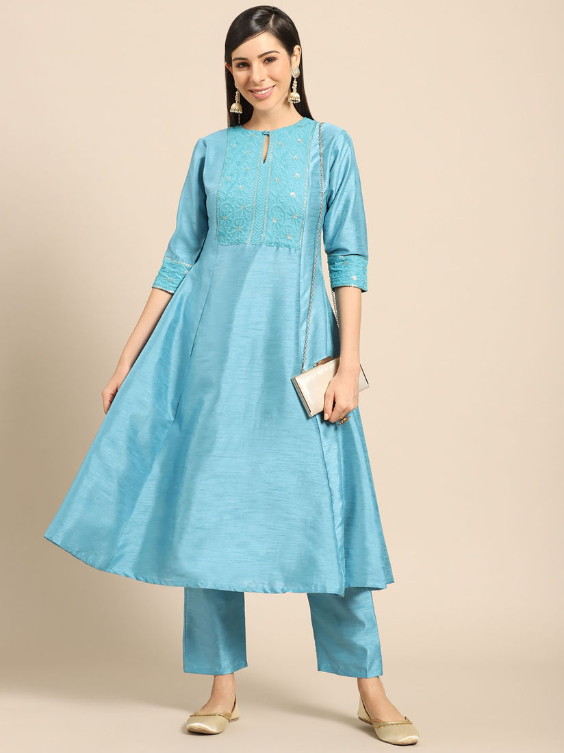 silk chikankari suits